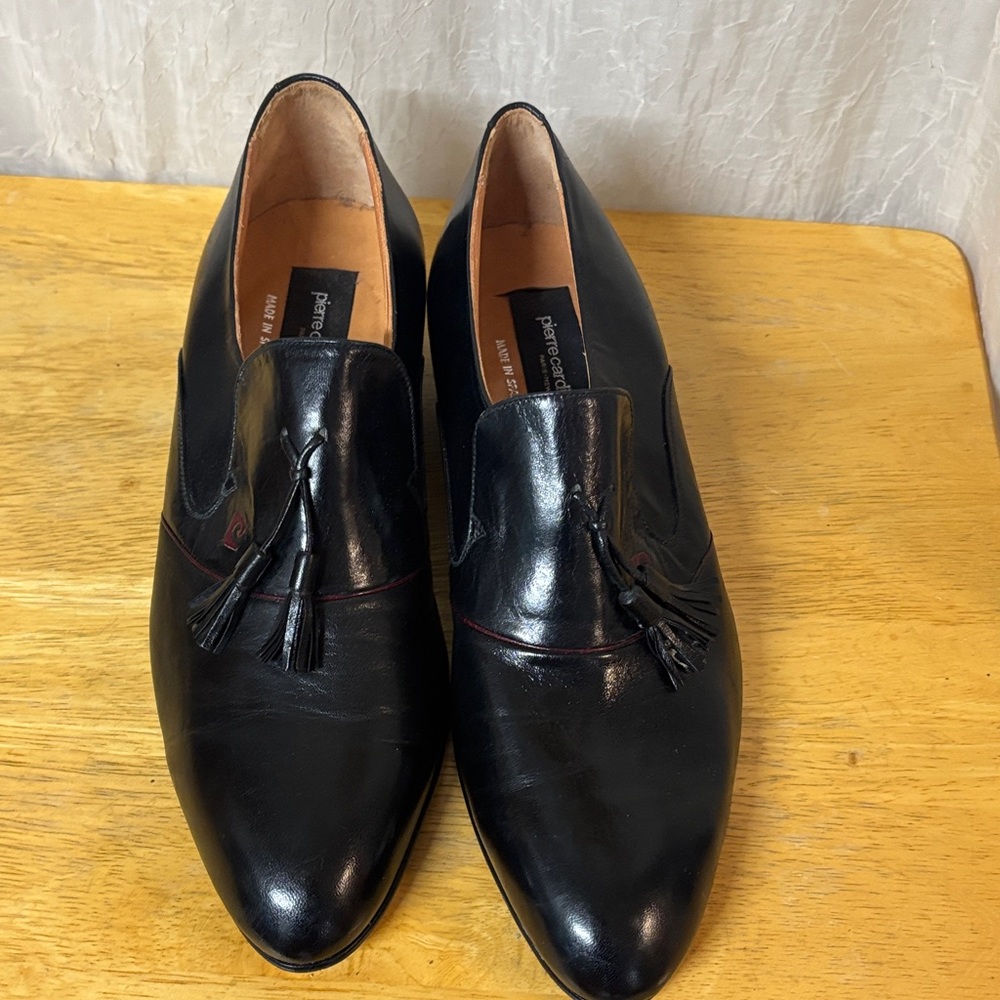 Pierre Cardin Black Leather Men's Shoes with Tassels Size 10.5